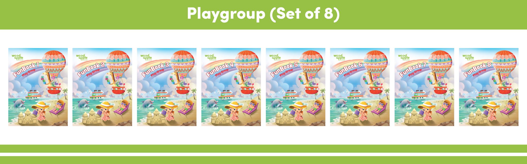 Funbook Playgroup Set of 8 | Learning Books for Kids | Alphabet, Hindi and Maths Puzzle | For 3-4 Years Kids | Activity Book for Pre School Children| Word Search Book | Overall Development Book Set