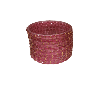 Elegant Pink and Gold Plated Traditional Bangle Set for Women