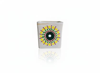 "Bindu Radiance" Hand-Painted Ceramic Planter. "Bindu Radiance" Hand-Painted Ceramic Planter.