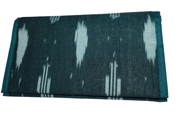 Handcrafted Dark Teal Ikat Fabric Foldable Wallet Clutch