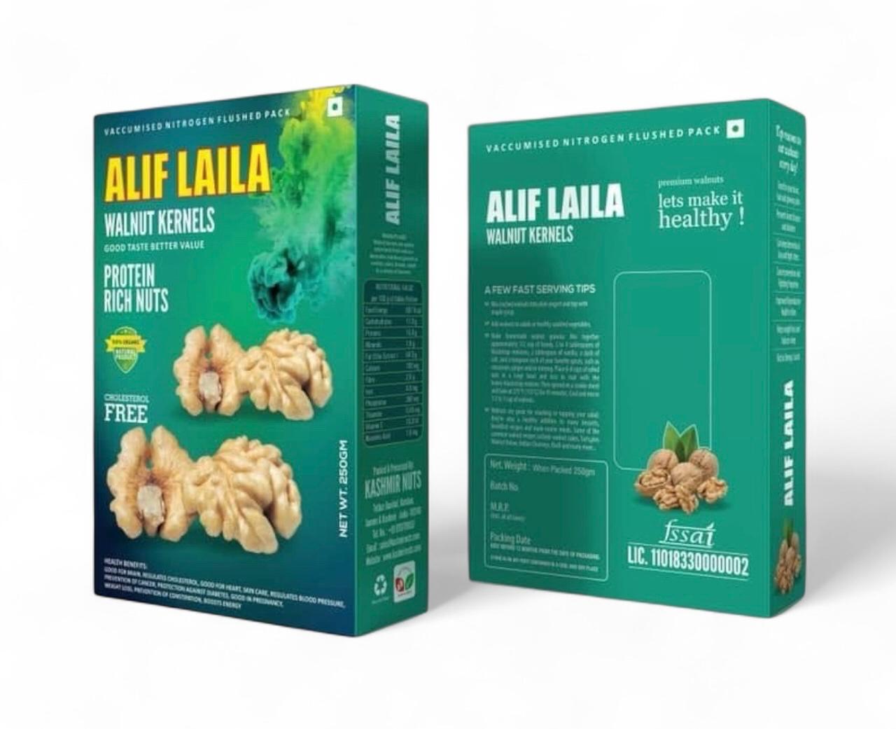 ALIF LAILA Walnut Kernels 250g - Protein Rich, Cholesterol Free Kashmir Nuts