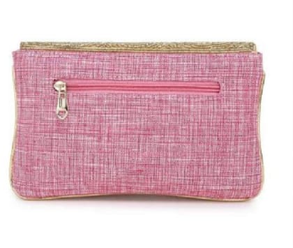 Elegant Pink Textured Fabric Clutch Bag with Zipper Elegant Pink Textured Fabric Clutch Bag with Zipper