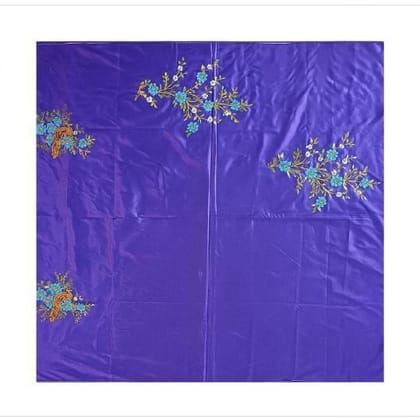 Vibrant Purple Embroidered Floral Ethnic Hand Printed blouse Fabric Material 