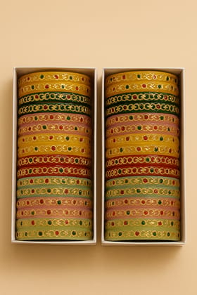 Vibrant Multicolour Gold Plated Traditional Bangle Set for Women
