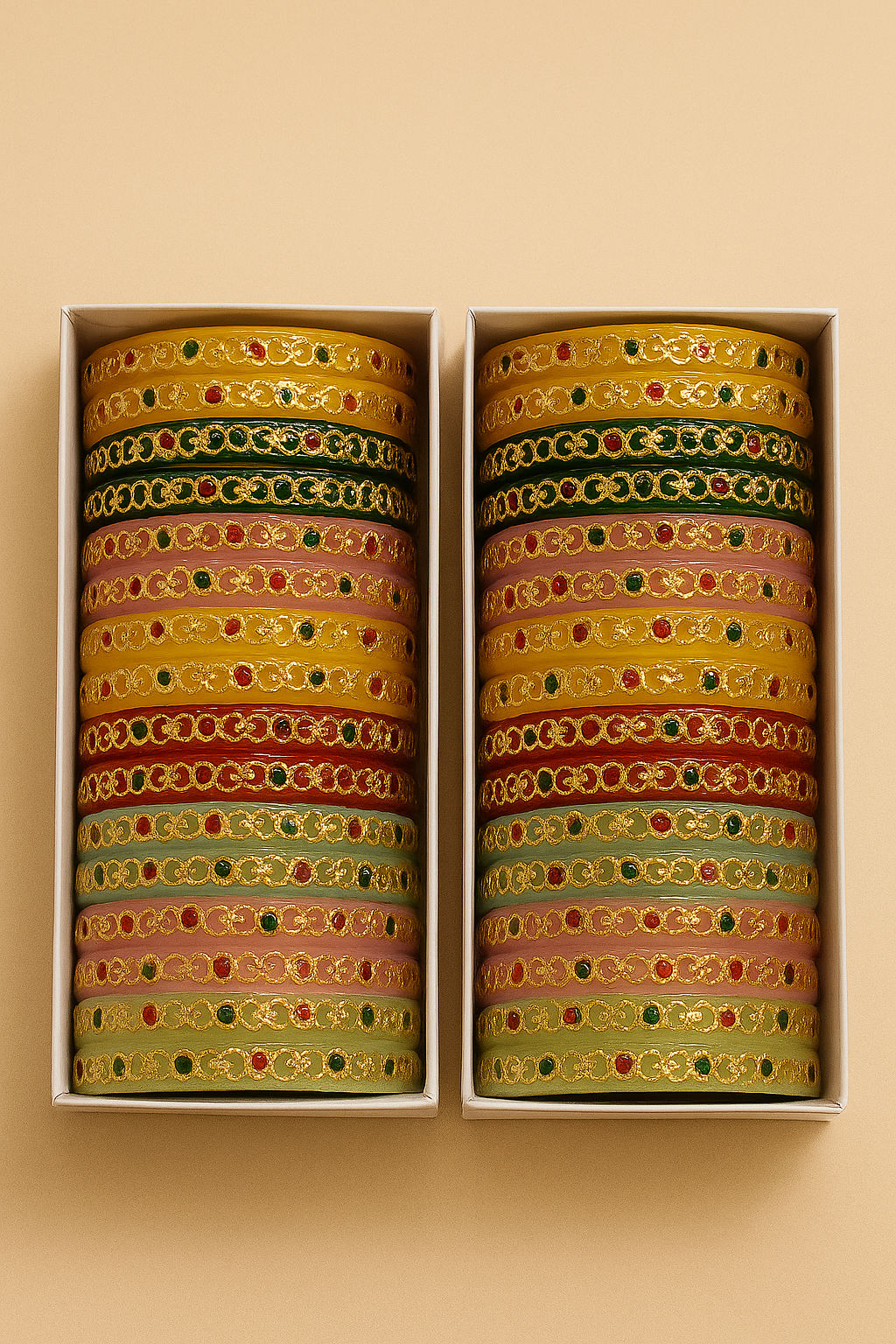 Vibrant Multicolour Gold Plated Traditional Bangle Set for Women