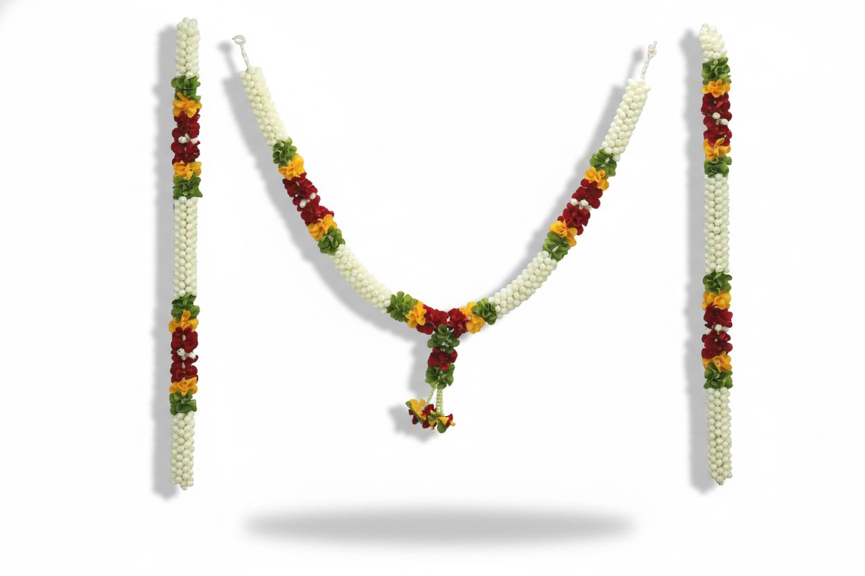 Traditional Artificial Jasmine & Colorful Flower Garland for Decorations