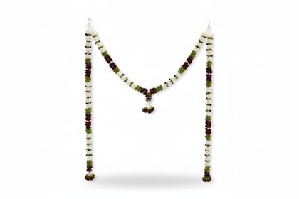 Artificial White Green and Black Flower Garland for Weddings & Festivals