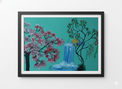 Teal Blossom Waterfall Framed Print Teal Blossom Waterfall Framed Print