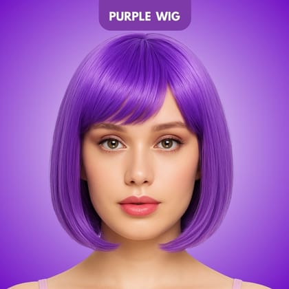 Colored Blunt Cut Wig Purple