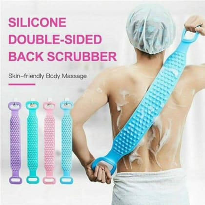 V3Deals Silicone Body Back Scrubber, Double-Sided Exfoliating Bath Brush | Deep Cleansing & Massage Belt for Shower & Dead Skin Removal (Pack of 4, Random Color)