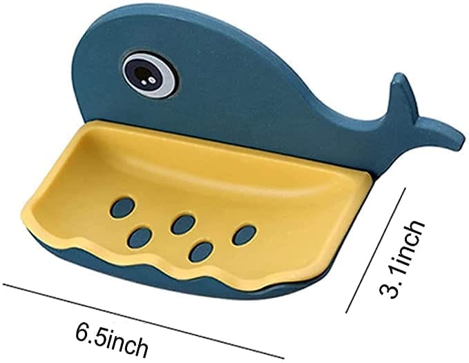 V3Deals Soap Stand Holder for Bathroom Kitchen Sink Magic Stickers Wall Mounted Soap Dish Holder, Fish Design Random Color (1 Piece)