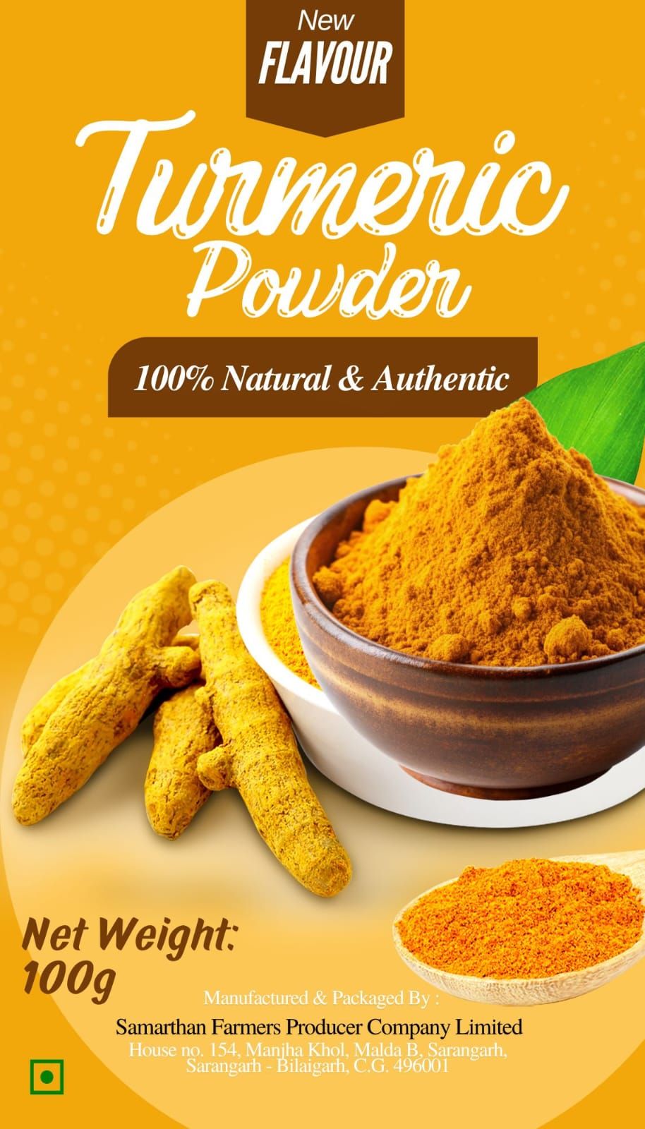 New FLAVOUR 100% Natural & Authentic Turmeric Powder 100g