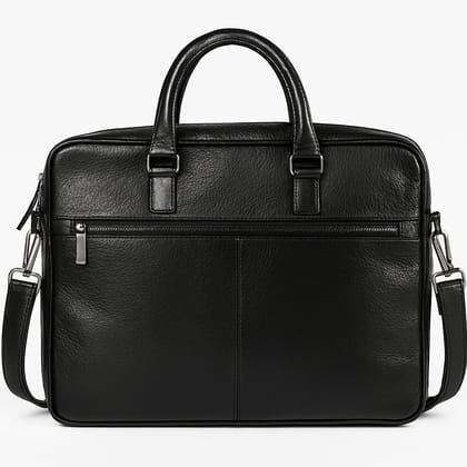 Stylish Black Faux Leather Laptop Briefcase with Detachable Shoulder Strap