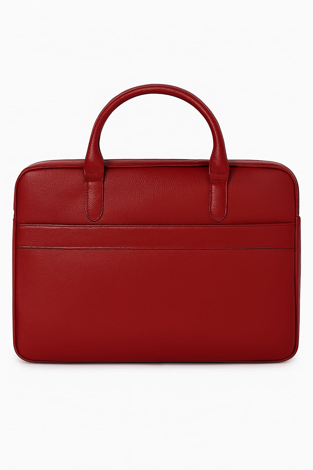 Elegant Red Pebbled Leather Business Briefcase with Dual Handles