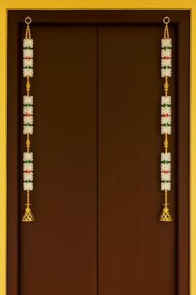 Traditional Artificial Floral Door Hanging Toran with Golden Bells - Pair Traditional Artificial Floral Door Hanging Toran with Golden Bells - Pair