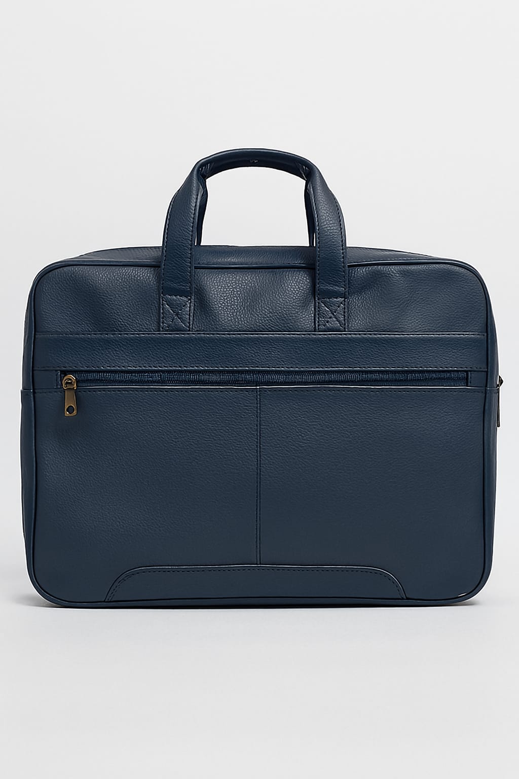 Navy Blue Faux Leather Business Briefcase Laptop Bag with Front Pocket