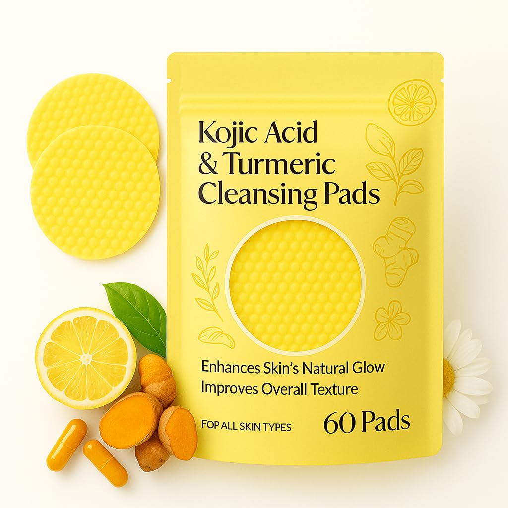 Kojic Acid & Turmeric Cleansing Pads – Skin Brightening & Acne Control 60PCS