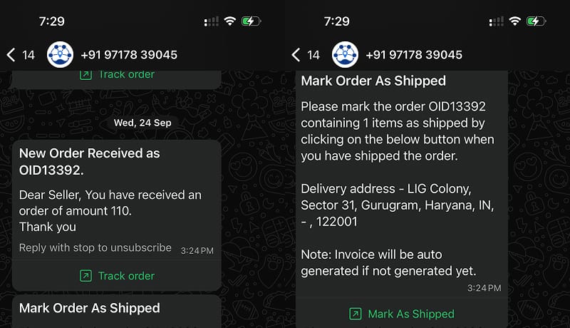 Process Orders via WhatsApp