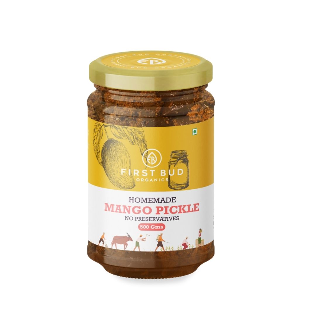 Homemade Mango Pickle - 500gm | Authentic Indian Taste & Secret Rajashtani Receipe | Dry & Spicy Mango Pickle | Handmade With Fresh Ingreidents | Perfect For Meals & Snacks