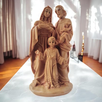 AMS Jesus Statue Handcrafted Holy Family Jesus Idol with Mary and Joseph Exquisite Sculpture for Christian Home, Prayer, Office and Gifting 14.5 Cm AMS Jesus Statue Handcrafted Holy Family Jesus Idol with Mary and Joseph Exquisite Sculpture for Christian Home, Prayer, Office and Gifting 14.5 Cm