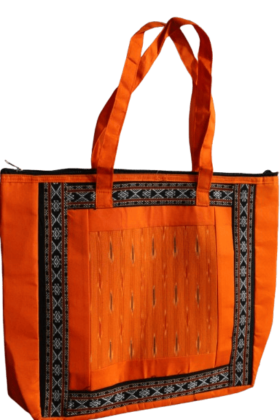 Vibrant Orange Ethnic Print Tote Bag for Daily Use