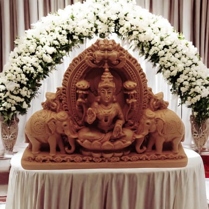 AMS Goddess Lakshmi Devi Idol Statue with Elephants for Puja, Handcrafted Hindu Religious Idols for Home Temple, Lakshmi on Lotus, Decorative Laxmi Murti for Worship, Pooja & Gifting AMS Goddess Lakshmi Devi Idol Statue with Elephants for Puja, Handcrafted Hindu Religious Idols for Home Temple, Lakshmi on Lotus, Decorative Laxmi Murti for Worship, Pooja & Gifting
