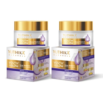 Yuthika Youth & Glow Deep Restore Intense Night Cream for All Skin Types 25g Pack of 2, Dermatologically Tested