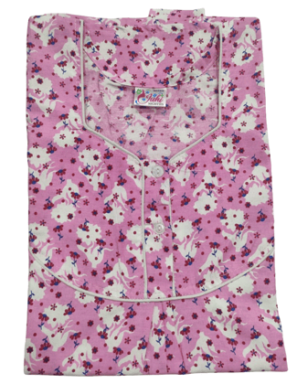 Pink Floral Print Cotton Blend Women's Nighty - Comfortable & Stylish Sleepwear