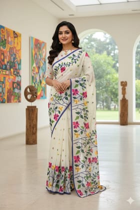 Off-White Soft Material Cotton Jamdani Saree Off-White Soft Material Cotton Jamdani Saree