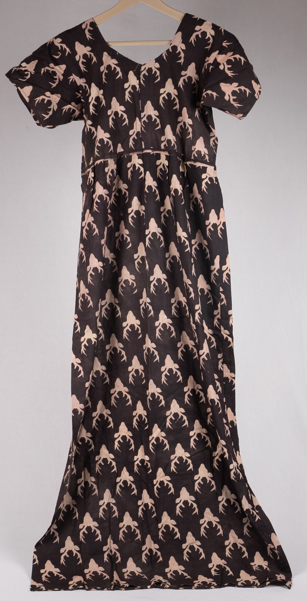 Women's Dark Brown Deer Print Cotton Maxi Dress