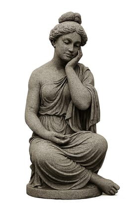Elegant Seated Classical Woman Stone Garden Statue