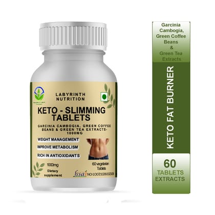 LABYRINTH NUTRITION Keto Slimming Tablets Garcinia Cambogia, Green Coffee Beans & Green Tea Extracts 1000mg_60T LABYRINTH NUTRITION Keto Slimming Tablets Garcinia Cambogia, Green Coffee Beans & Green Tea Extracts 1000mg_60T
