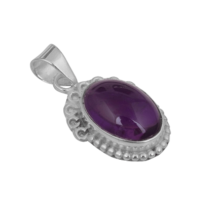 Natural Amethyst Sterling Silver Oval Gemstone 925 sterling silver Pendant for Women