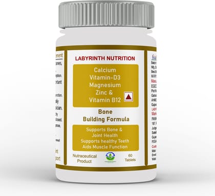 Labyrinth Nutrition Bone Building Formula Tablets - Calcium, Vit D3, Magnesium, Zinc, B12 Labyrinth Nutrition Bone Building Formula Tablets - Calcium, Vit D3, Magnesium, Zinc, B12
