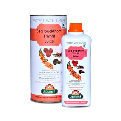 Biosash Sea Buckthorn Trimfit Juice | Certified Organic & Cold-Pressed | Rich in Omega 3 6 7 9, Vitamins A C E & Antioxidants | Herbal Weight Management & Daily Wellness Drink for Men & Women