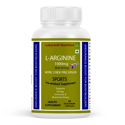 Labyrinth Nutrition L-Arginine 1000mg Pre-Workout for Bodybuilders, 60 Veg Capsules