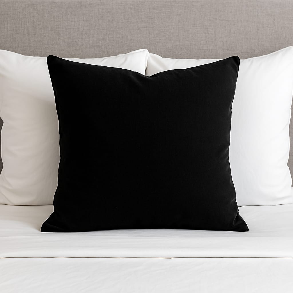 Luxurious Black Velvet Square Throw Pillow - Soft & Elegant Home Decor Accent