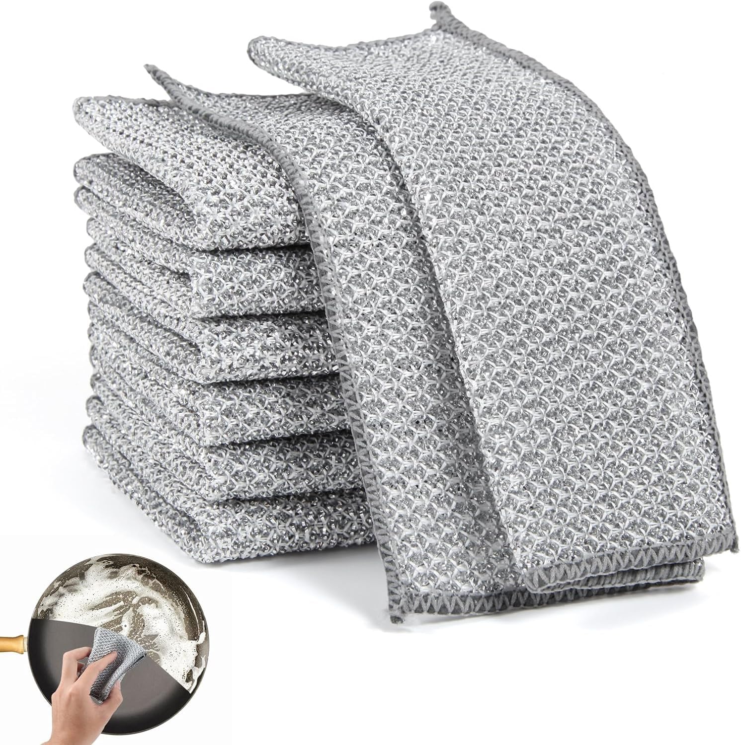 Multipurpose Non-Scratch Wire Dishcloth | Heavy Duty Wet & Dry Scrubber for Dishes, Pots, Stovetops * Pack Of 10