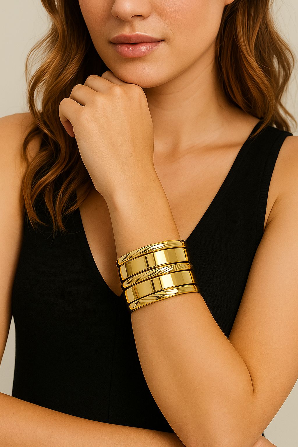 Elegant Gold-Plated Stackable Bangle Bracelets