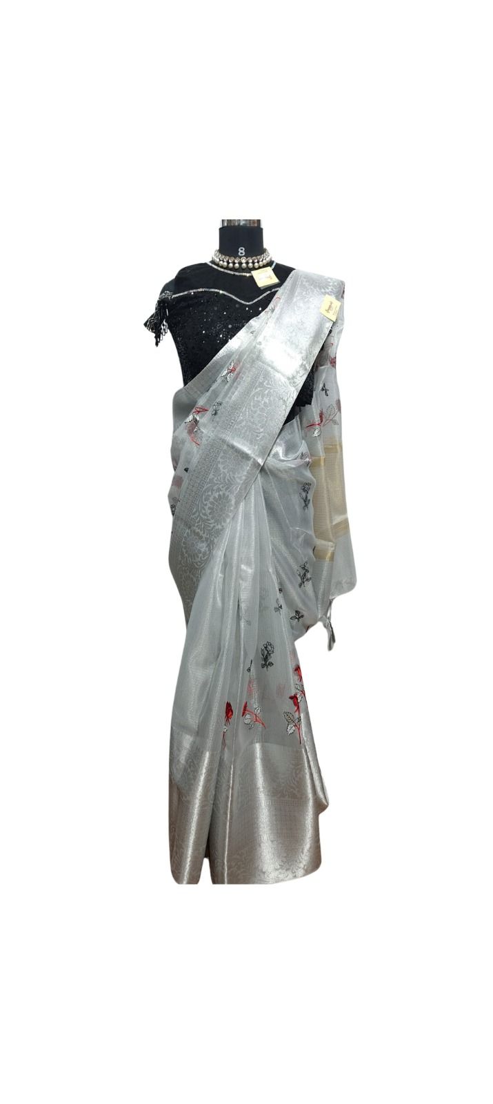 Silver Tissue Saree