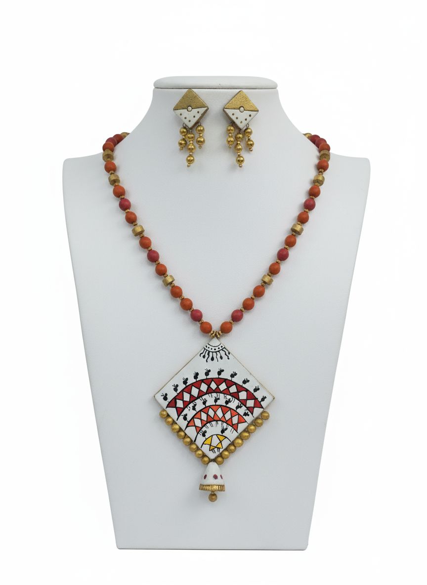 Terracotta Tribal Art Necklace Set