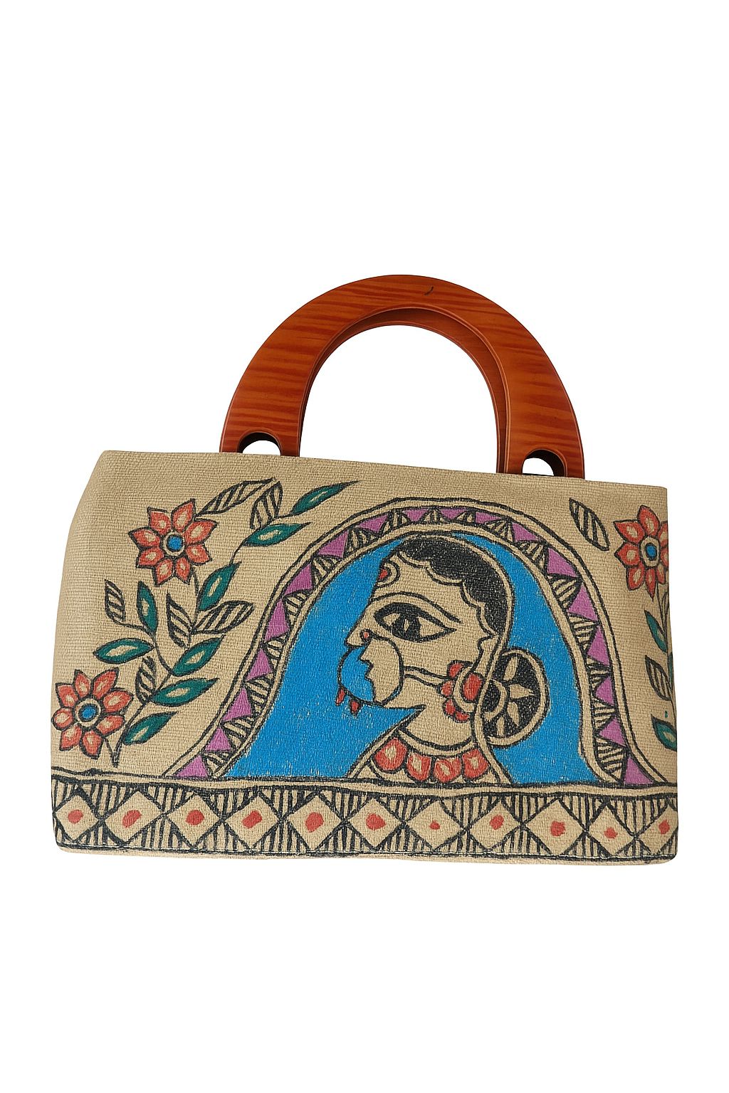 Rustic Bloom Jute Handbag