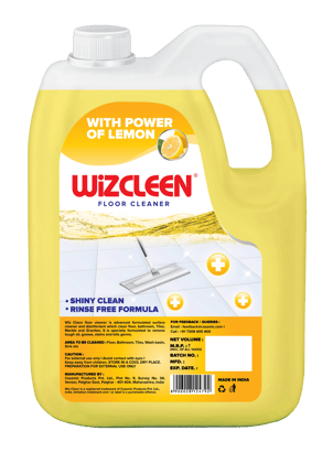 Wiz Cleen Disinfectant Floor Cleaner - 5L Refill Can | Lemon Fragrance | Germ Protection with Deep Cleaning | Shiny Clean | Rinse Free Formula Wiz Cleen Disinfectant Floor Cleaner - 5L Refill Can | Lemon Fragrance | Germ Protection with Deep Cleaning | Shiny Clean | Rinse Free Formula