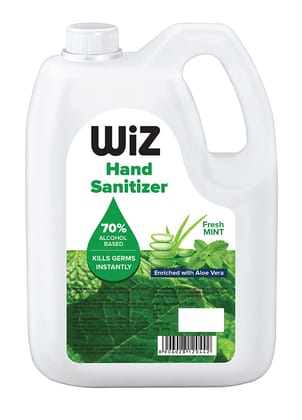 Wiz Alcohol Based Fresh Mint Hand Sanitizer Gel - 5L Refill Pack | Enriched with Aloe Vera | Germ Protection & Moisturizers Skin | Palm Cleanser Wiz Alcohol Based Fresh Mint Hand Sanitizer Gel - 5L Refill Pack | Enriched with Aloe Vera | Germ Protection & Moisturizers Skin | Palm Cleanser