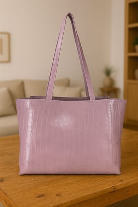 Lavender Croc-Embossed Tote Bag Lavender Croc-Embossed Tote Bag