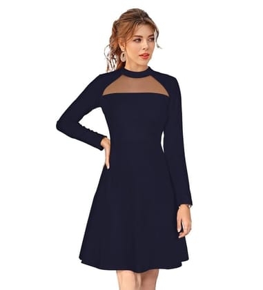 Women's Knitting Stretchable Solid Round Neck Full Sleeve Dresses (Blue, XL)-PID56836 Women's Knitting Stretchable Solid Round Neck Full Sleeve Dresses (Blue, XL)-PID56836