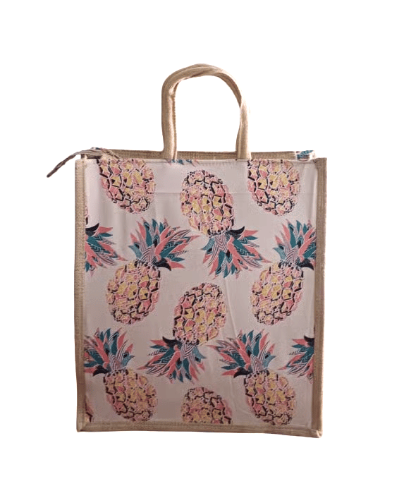 Printed Jute Tote Bag with Pineapple Design