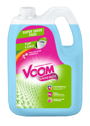 Voom Liquid Matic Laundry Detergent Top Load - 5L | Pro Colour Formula | Shape Defense & Shine Protection | Fights Shrinkage & Tough Stains | Long-Lasting Fragrance Voom Liquid Matic Laundry Detergent Top Load - 5L | Pro Colour Formula | Shape Defense & Shine Protection | Fights Shrinkage & Tough Stains | Long-Lasting Fragrance