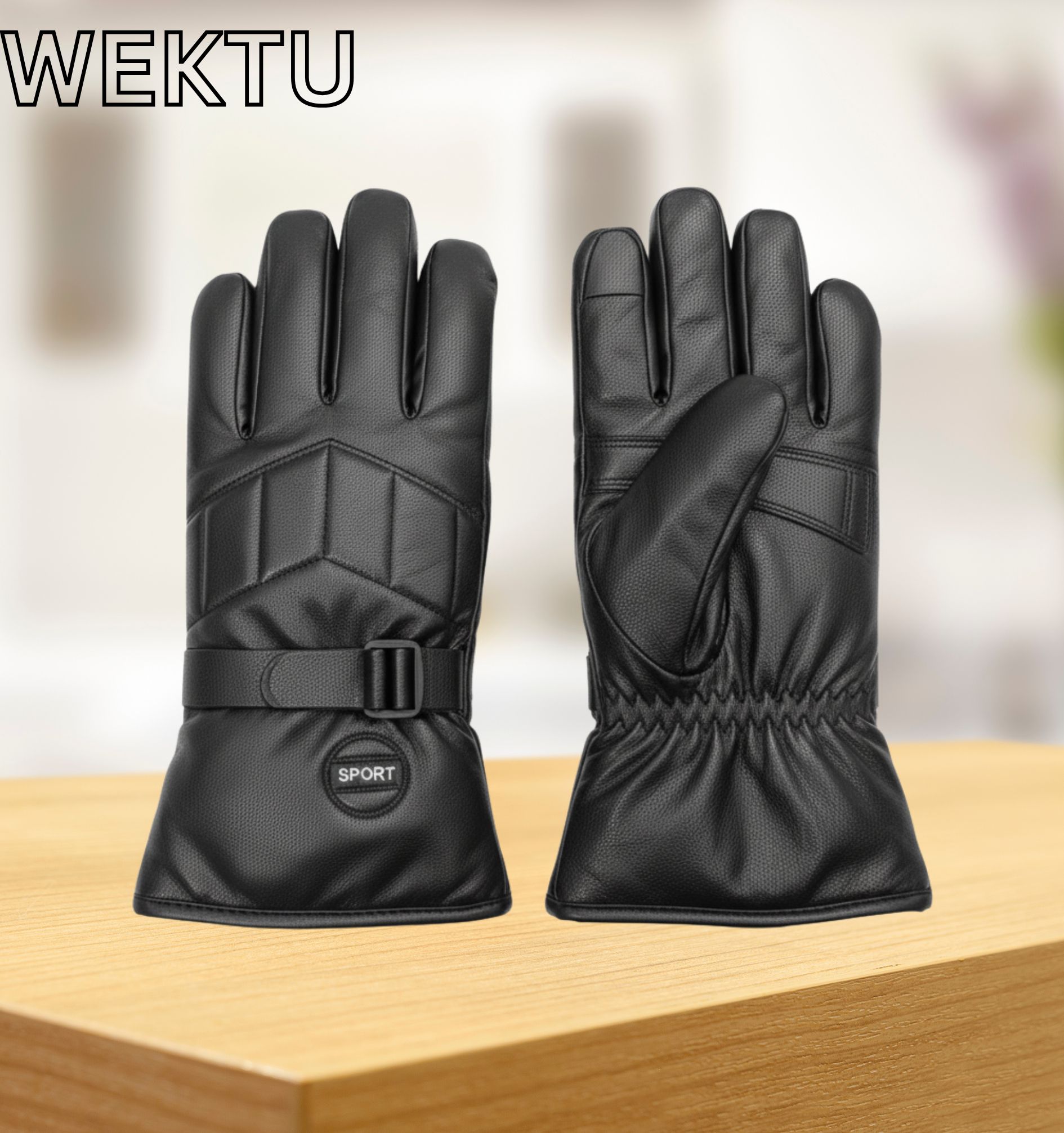 WEKTU Performance Winter Gloves with Water-Resistant Shell & Adjustable Wrist Strap