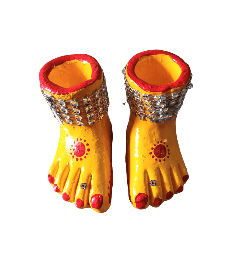 Traditional Decorative Laxmi Charan Paduka with Embellishments